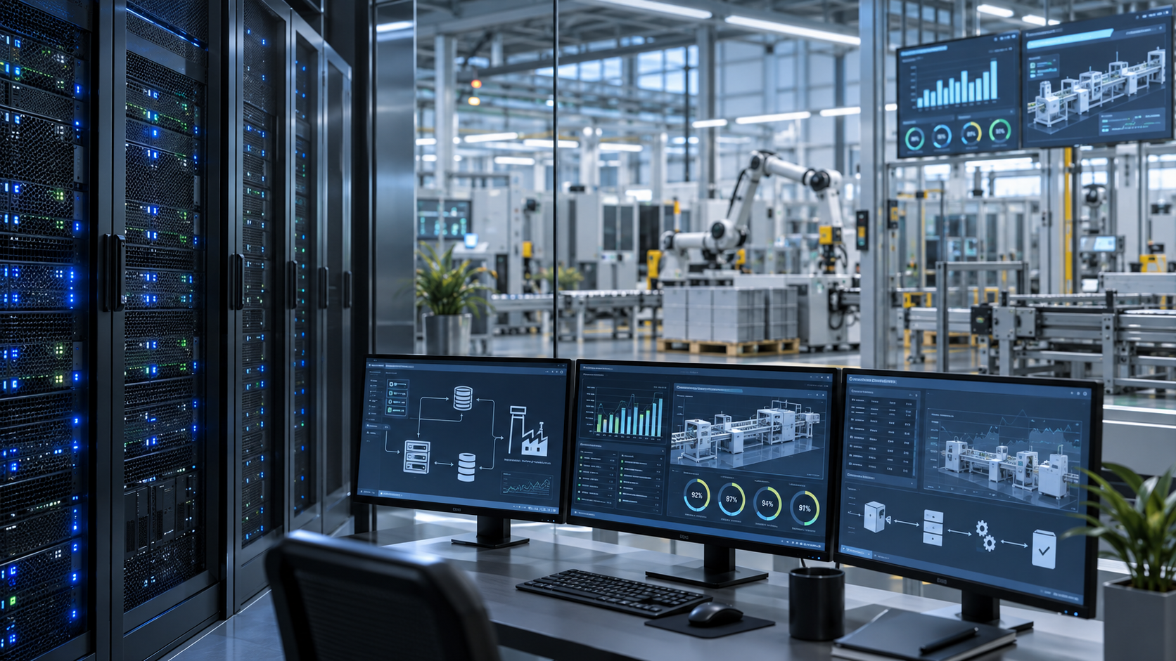 Serverraum und Leitstelle in einer Smart Factory
